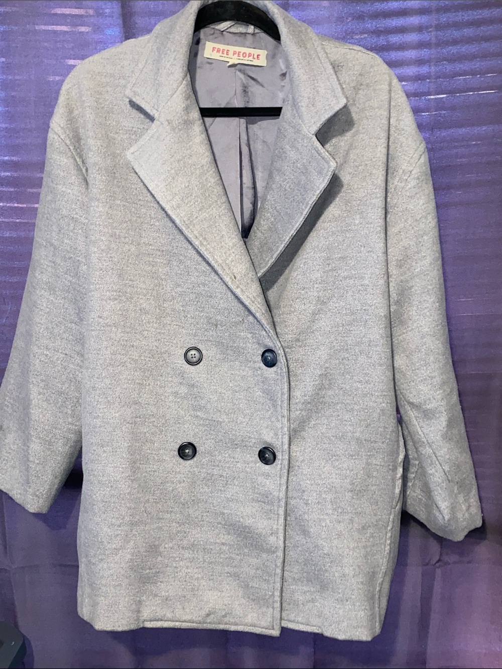 FREE PEOPLE HANNAH SLOUCHY COAT WO SIZE SMALL OVERSIZED GRAY POCKETS LIKE NEW